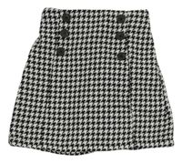 Čierno-biela vzorovaná úpletová sukňa s gombíkmi