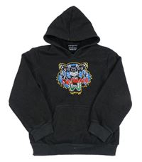 Čierna mikina s tigrom a kapucňou