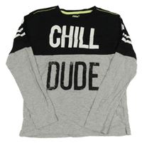 Čierno-sivé tričko s nápismi Rebel