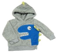 Sivá chlpatá mikina s dinem a kapucňou Bluezoo