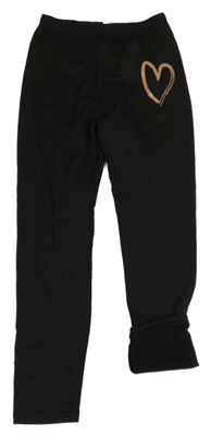 Čierne thermo legíny so srdcem shein