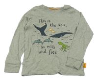 Šedozelené melírované pyžamové tričko s velrybou Next