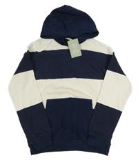 Nové - tmavomodro-bílá pruhovaná mikina s kapucí H&M