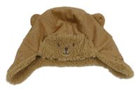 Hnědá zateplená sametová beranice s ňufáčikom  Nutmeg