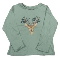 Khaki triko s jelenem Vertbaudet