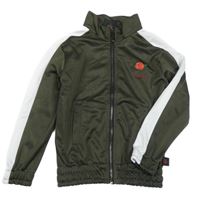 Tmavozeleno-biela športová prepínaci mikina s kvetinou