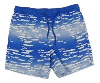 Modro-biele vzorované plážové kraťasy ovs