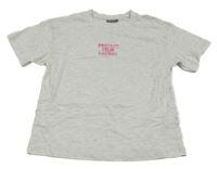 Svetlosivé melríované tričko s nápisom