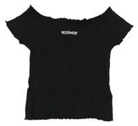 Černé žebrované tričko s nápisem Page one young