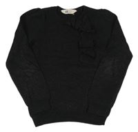 Čierny ľahký trblietavý sveter s volánikom H&M