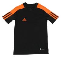 Černo-neonové sportovní funkční tričko s logem Adidas