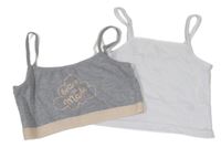 2 set - šedá melírovaná lambáda s nápisem + bílý crop top 