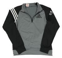 Šedo-černá sportovní mikina s logem Adidas