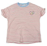 Smetanovo-ružové pruhované tričko so srdcem M&S