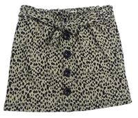 Béžová rebrovaná úpletová sukňa s leopardím vzorom a opaskom Primark