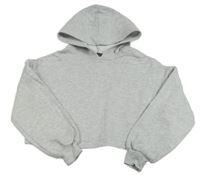 Svetlosivá melírovaná crop mikina s kapucňou New Look