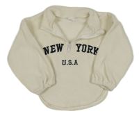 Biela fleecová crop mikina s nápisom