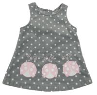 Sivé bodkovaná é fleecové šaty s lienkami