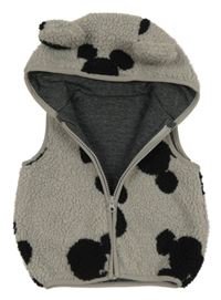 Sivo-čierna huňatá podšitá vesta s Mickeym a kapucňou George