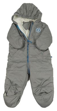 Šedá šusťáková zimní kombinéza s nášivkou a kapucí Impidimpi