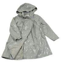 Šedý voděodolný podšitý jarní kabátek kabátek s kapucňou