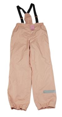 Světlerůžové šusťákové voděodolné kalhoty s kšandami Alive