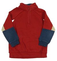 Červeno-béžovo-tmavomodrá mikina George