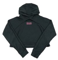 Čierna crop mikina s nápisom a kapucňou George