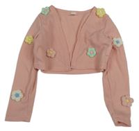 Ružové bolerko s 3D kvety Shein