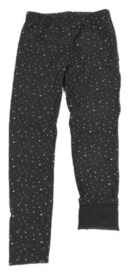 Antracitovo-farebné vzorované zateplené legíny Yigga