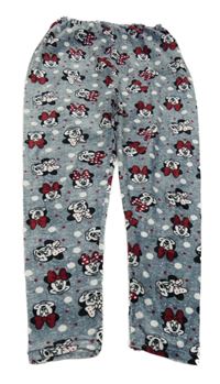 Sivé melírované plyšové trblietavé domáceé nohavice s Minnie