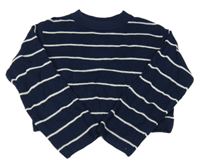 Tmavomodro-biely pruhovaný crop sveter H&M