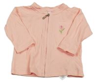 Svetloružová ľahká prepínaci mikina s květem