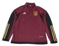 Vínovo-čierno-zlatá športová mikina s výšivkou Adidas