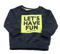 Tmavomodrá melírovaná mikina s nápisom Primark