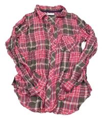 Fuchsiovo-hnedo-zlatá kockovaná blúzka Yigga