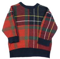 Červeno-tmavomodro-zelený kostkovaný svetr Next