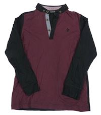 Černo-mahagonové polo triko Next