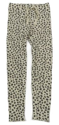 Smetanovo-čierno-hnedé rebrované legíny s leopardím vzorom Kiabi