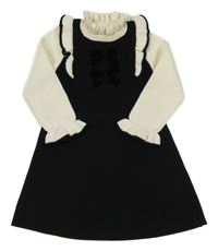 Čierno-biele úpletové šaty s 3D mašľami River Island