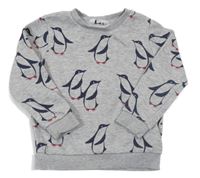 Sivá mikina s tučňáky Primark