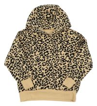 Béžovo-čierna mikina s leopardím vzorom a kapucňou Dunnes