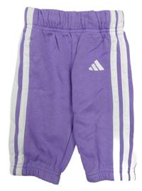 Fialovo-biele tepláky s pruhmi Adidas