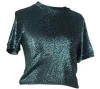 Dámské zeleno-černé třpytivé crop tričko Topshop 