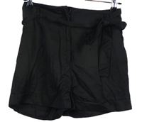 Dámske čierne voľné é kraťasy s opaskom H&M