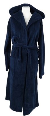 Pánský tmavomodrý chlupatý župan s kapucí a páskem Howick 