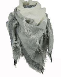 Dámska sivo-biela vzorovaná pletená šál