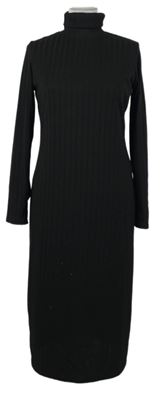 Dámské černé žebrované midi šaty s rolákem H&M