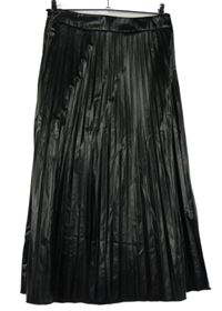 Dámská černá plisovaná koženková midi sukně Shein 