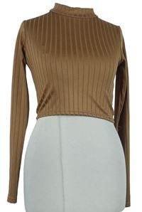 Dámské pískové žebrované crop triko Boohoo 